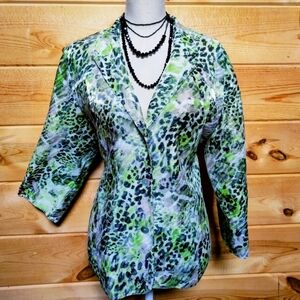 Stylish Green And Black Shimmery Leopard Print Blouse